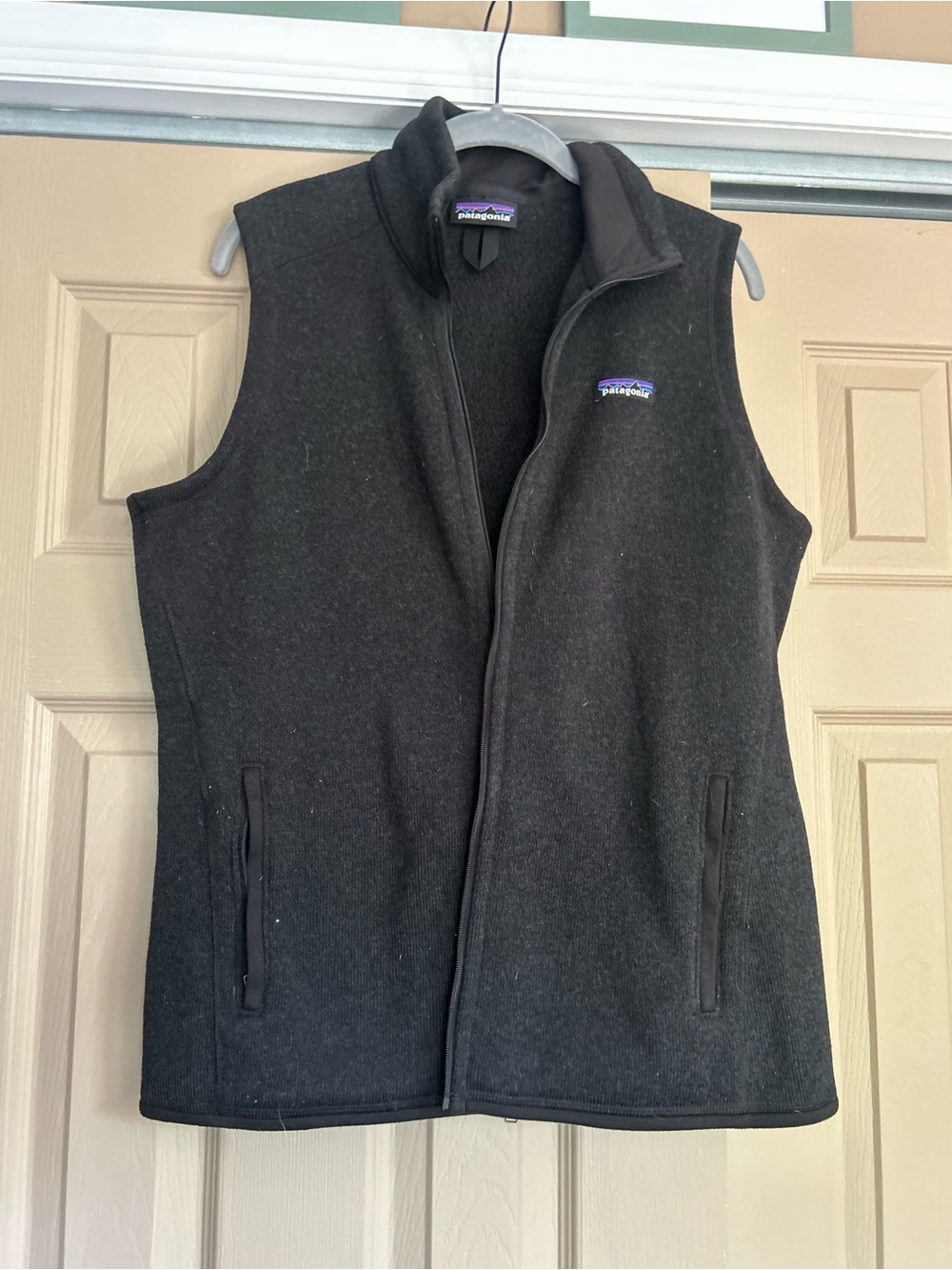 Patagonia Black Women's Fleece Vest with Chest Logo